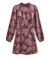 Women's Burgundy Floral Satin Long Sleeve Mini Dress New Look