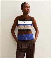 Women's Brown Brushed Striped Waistcoat New Look