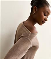 Women's Mink Soft Touch Asymmetrical Slash Neck Tie Top New Look