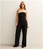 Women's Black Soft Touch Wide Leg Trousers New Look