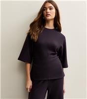 Women's Dark Purple Soft Touch Ruched Waist Top New Look