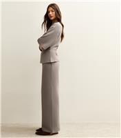 Women's Mid Grey Soft Touch Wide Leg Trousers New Look