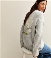 Women's Light Grey Daisy Midweight Knit Jumper New Look