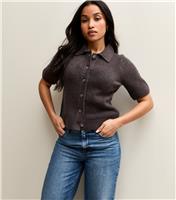 Women's Petite Light Purple Collared Short Sleeve Cardigan New Look