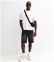 Men's Dark Grey Denim Bermuda Shorts New Look