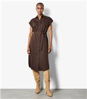 Women's Brown Collared Midi Dress Apricot New Look