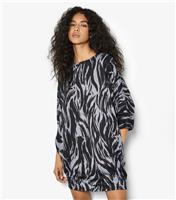 Women's Light Grey Cocoon Turn Up Sleeve Dress Apricot New Look