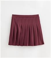Women's Petite Burgundy Crepe Pleated Mini Skirt New Look
