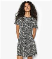 Women's Black Ponti Print Mini Dress Apricot New Look