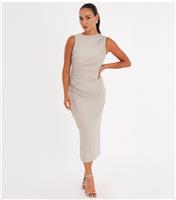 Women's Petite Cream Glitter Midaxi Dress Quiz New Look