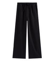 Women's Black Cotton Twill Drawstring Wide Leg Trousers New Look
