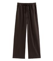 Women's Dark Brown Cotton Twill Drawstring Wide Leg Trousers New Look