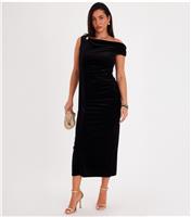 Women's Black Velvet Midaxi Dress Quiz New Look