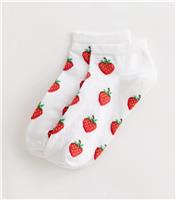 White Strawberry Trainer Socks New Look