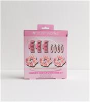Pink Complete Hair Clip and Scrunchie Set Brushworks New Look