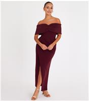 Women's Petite Burgundy Wrap Maxi Dress Quiz New Look