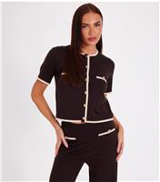 Women's Brown Contrast Knit Cardigan Quiz New Look