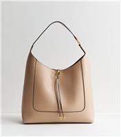 Mink Faux Leather Tassel Hobo Tote Bag Vegan New Look