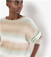Women's Light Green Space Dye Stripe Jumper Apricot New Look