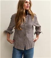 Women's Brown Textured Checked Oversized Shirt New Look