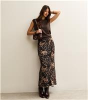 Women's Black Chiffon Paisley Bias Cut Midi Skirt New Look