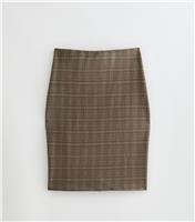 Women's Petite Dark Grey Jacquard Checked Pencil Skirt New Look
