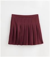 Women's Petite Burgundy Crepe Pleated Mini Skirt New Look
