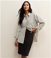 Women's Petite Black Ponte Pencil Skirt New Look