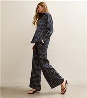 Women's Blue Satin Paisley Wide Leg Trousers New Look