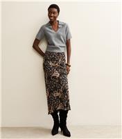 Women's Tall Black Chiffon Paisley Bias Cut Midi Skirt New Look