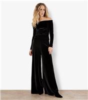 Women's Black Velvet Clean Waist Trousers Apricot New Look