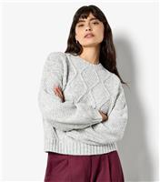 Women's Grey Chunky Cable Front Jumper Apricot New Look