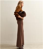 Women's Brown Jersey Wide Leg Trousers New Look