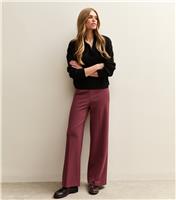 Women's Burgundy Jersey Wide Leg Trousers New Look