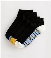 Pack of 4 Black Bee and Floral Trainer Socks New Look