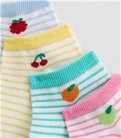 Pack of 4 Multicolour Striped Fruit Detail Trainer Socks New Look
