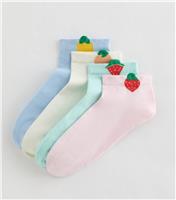 Pack of 4 Pastel Fruit Detail Trainer Socks New Look