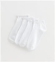 Pack of 4 White Scallop Top Trainer Socks New Look
