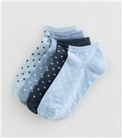 Pack of 4 Blue Polka Dot Patterned Trainer Socks New Look