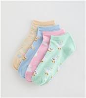 Pack of 4 Multicolour Animal Patterned Trainer Socks New Look