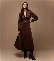Women's Dark Brown Polka Dot Tea Midi Dress New Look
