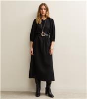 Women's Black Button Up Long Sleeve Midi Dress New Look