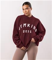 Women's Burgundy Restore Knit Crew Neck Sweatshirt Gym King New Look