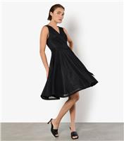 Women's Black Sparkly Wrap Mini Dress Apricot New Look