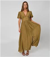 Women's Khaki Button Front Maxi Dress Urban Bliss New Look
