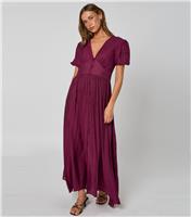 Women's Burgundy Button Front Maxi Dress Urban Bliss New Look