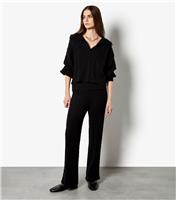 Women's Black Cable Knit Collar Jumper Apricot New Look