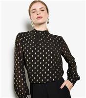 Women's Black Foil Print High Neck Top Apricot New Look