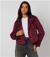 Women's Dark Purple Faux Suede Jacket Urban Bliss New Look