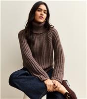 Women's Mink Chunky Knit Roll Neck Jumper New Look